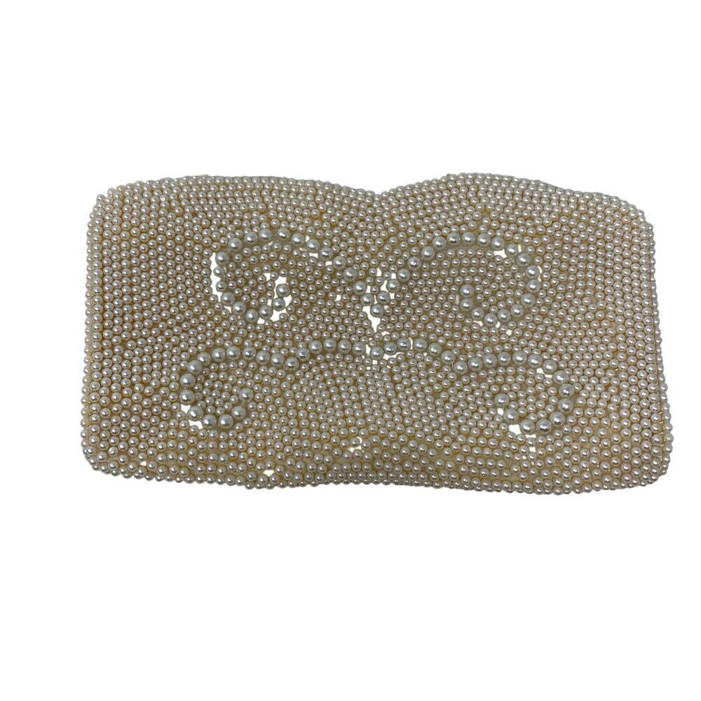 Vintage Sharonee Pearl Beaded Clutch Hand Made Japan Ivory Bridal Evening Bag